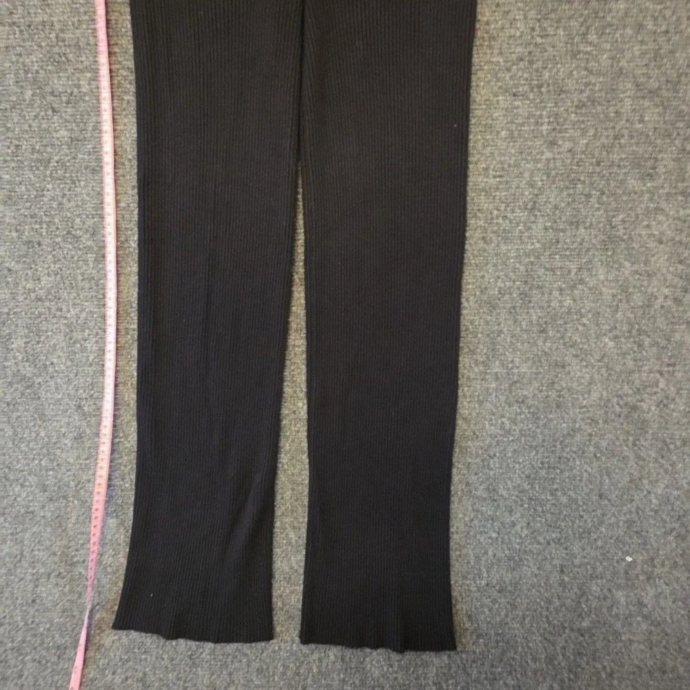 Salt Murphy Pants Womens M Black Ribbed Knit Pull On Flare Leg Stretch Lounge